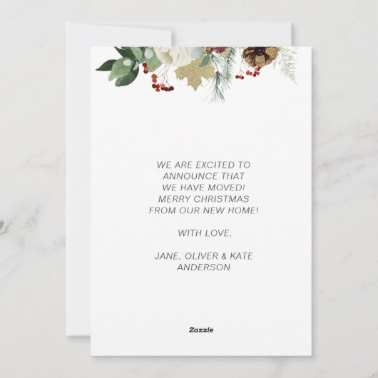 faire-part moderne joyeux Noël fleuri (Dos)