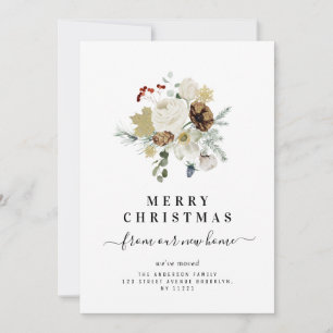 faire-part moderne joyeux Noël fleuri