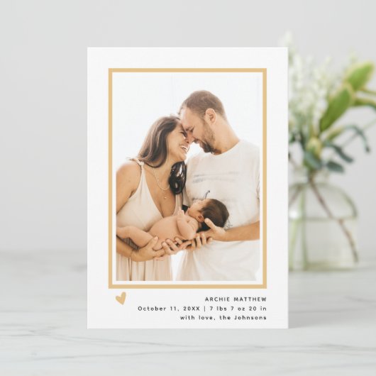 Faire-part Moderne minima 2 Baby shower photo Merci naissance (Debout devant)