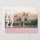 Faire-part Moderne minimale 3 photo diplôme simple rose (Dos)
