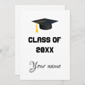 faire-part moderne minimaliste de graduation (Devant / Derrière)