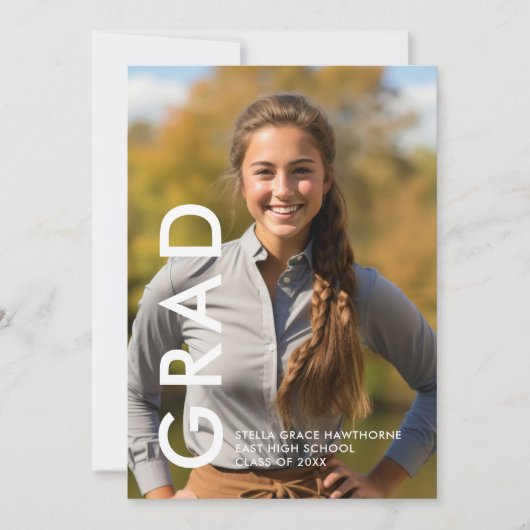 Faire-part Moderne Minimaliste Gras Grad  (Devant)