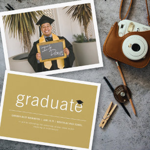 Faire-part Moderne minimaliste Simple Graduate Photo Graduate