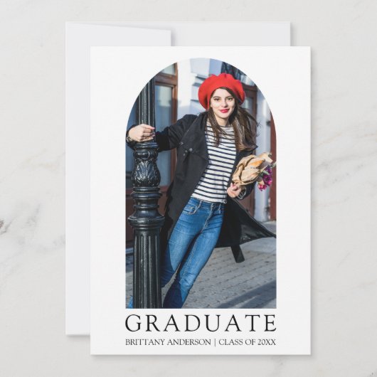 Faire-part Moderne minimaliste Simple Photo Arch Graduation (Devant)