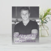 Faire-part Moderne minimaliste violet Art Déco Graduation (Debout devant)