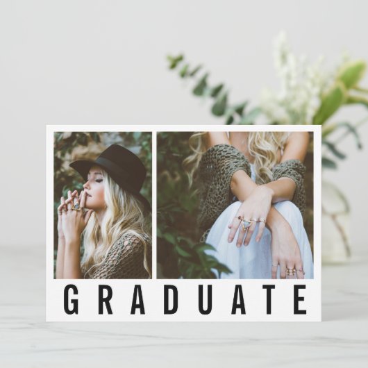 Faire-part Moderne minimum 3 graduation photo simple (Debout devant)