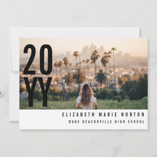 Faire-part Moderne minimum 3 graduation photo simple (Dos)