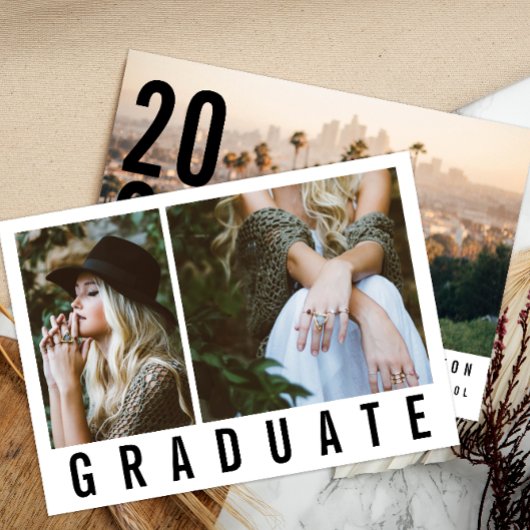 Faire-part Moderne minimum 3 graduation photo simple