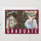 Faire-part Moderne minimum 3 graduation photo simple bordeaux (Devant)