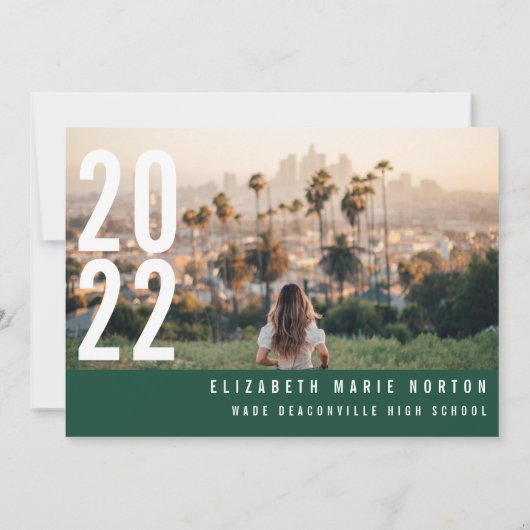 Faire-part Moderne minimum 3 graduation photo simple chic gre (Dos)