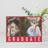 Faire-part Moderne minimum 3 graduation photo simple gras rou (Debout devant)