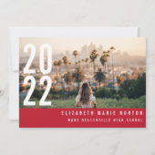 Faire-part Moderne minimum 3 graduation photo simple gras rou (Dos)