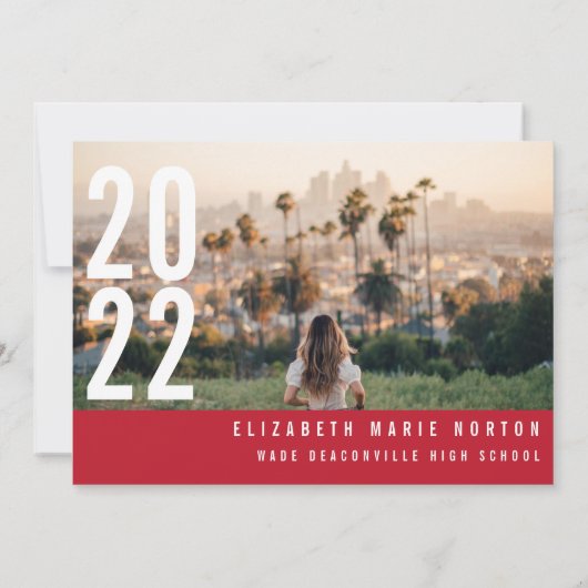 Faire-part Moderne minimum 3 graduation photo simple gras rou (Dos)