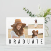 Faire-part Moderne minimum 3 graduation photo simple noir (Debout devant)