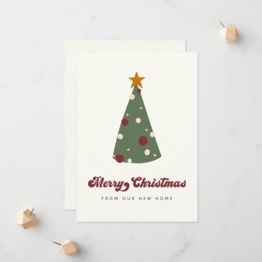 Faire-part Moderne Nous Avons Déménagé Arbre de Noël Vacances (Devant/Arrière en situation)