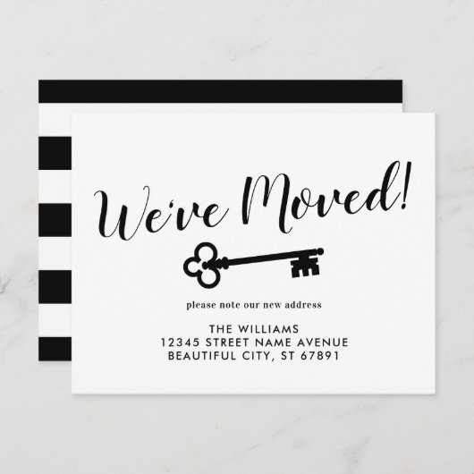 Faire-part Moderne Nous Avons Déplacé Clé Nouveau Accueil Adr (Devant / Derrière)