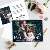 Faire-part Moderne Nous Elopé Blanc Script Mariage Photo