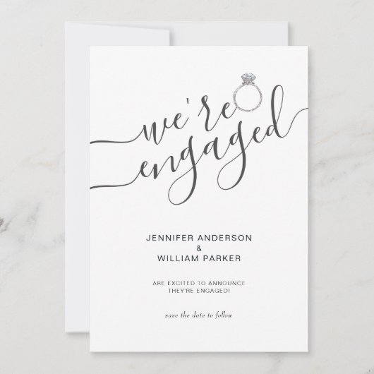 Faire-part Moderne Nous sommes engagés avec les couples Fianç (Devant)