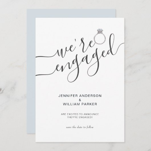 Faire-part Moderne Nous sommes engagés avec les couples Fianç (Devant / Derrière)
