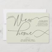 Faire-part Moderne Nouveau Accueil Calligraphie Pale Green Mo (Devant)