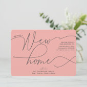 Faire-part Moderne Nouvelle maison Calligraphie Saumon rose M (Debout devant)