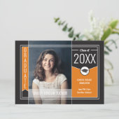Faire-part Moderne Orange Stripes Graduate Photo Graduate (Debout devant)