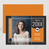 Faire-part Moderne Orange Stripes Graduate Photo Graduate (Devant / Derrière)