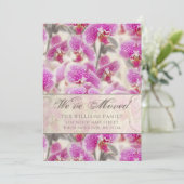 Faire-part Moderne Orchidée rose Florale Déménagement (Debout devant)