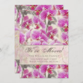 Faire-part Moderne Orchidée rose Florale Déménagement (Devant / Derrière)