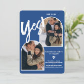 Faire-part Moderne oui 2 photos arche bleu fiançailles (Debout devant)