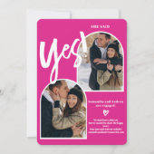 Faire-part Moderne oui 2 photos arche fiançailles rose chaud (Devant)