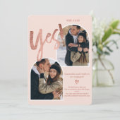 Faire-part Moderne oui 2 photos arche rose or rose fiançaille (Debout devant)