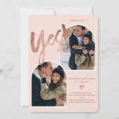 Faire-part Moderne oui 2 photos arche rose or rose fiançaille (Devant)