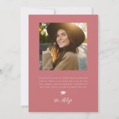 Faire-part Moderne Photo Doodle Graduation rose pâle (Dos)