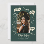 Faire-part Moderne Photo Doodle Graduation Vert (Devant)