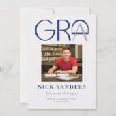 Faire-part Moderne Photo Graduation College Blue Grey (Devant)