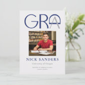 Faire-part Moderne Photo Graduation College Blue Grey (Debout devant)