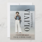 Faire-part Moderne photo pleine nom vertical Graduation (Devant)