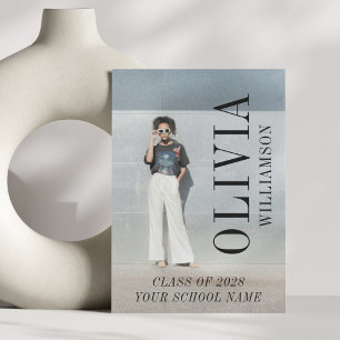 Faire-part Moderne photo pleine nom vertical Graduation
