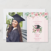 Faire-part Moderne Photo Rose Floral Graduation (Devant)