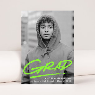 Faire-part Moderne purée de chaux Green Photo Graduation