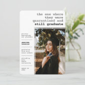 Faire-part Moderne Quarantiné Vieux Gris Photo Graduation (Debout devant)