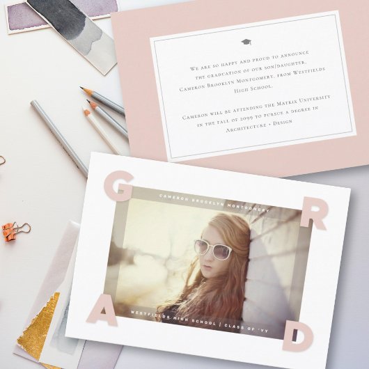 Faire-part Moderne Quatre coins GRAD Simple Photo Graduation