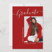 Faire-part Moderne | Red 1 Photo Elegant Script (Devant)