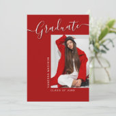 Faire-part Moderne | Red 1 Photo Elegant Script (Debout devant)