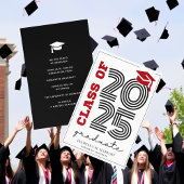 Faire-part Moderne Retro Red Black University