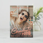 Faire-part Moderne Rose Gold Élégant Script 2 Photo Diplôme (Debout devant)