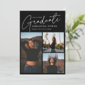 Faire-part Moderne Script 3 Photos Graduation géométrique (Debout devant)