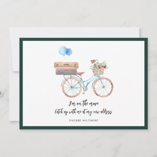 Faire-part Moderne Script Chic Aquarelle Moving (Devant)