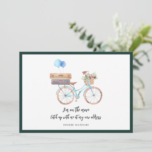 Faire-part Moderne Script Chic Aquarelle Moving (Debout devant)